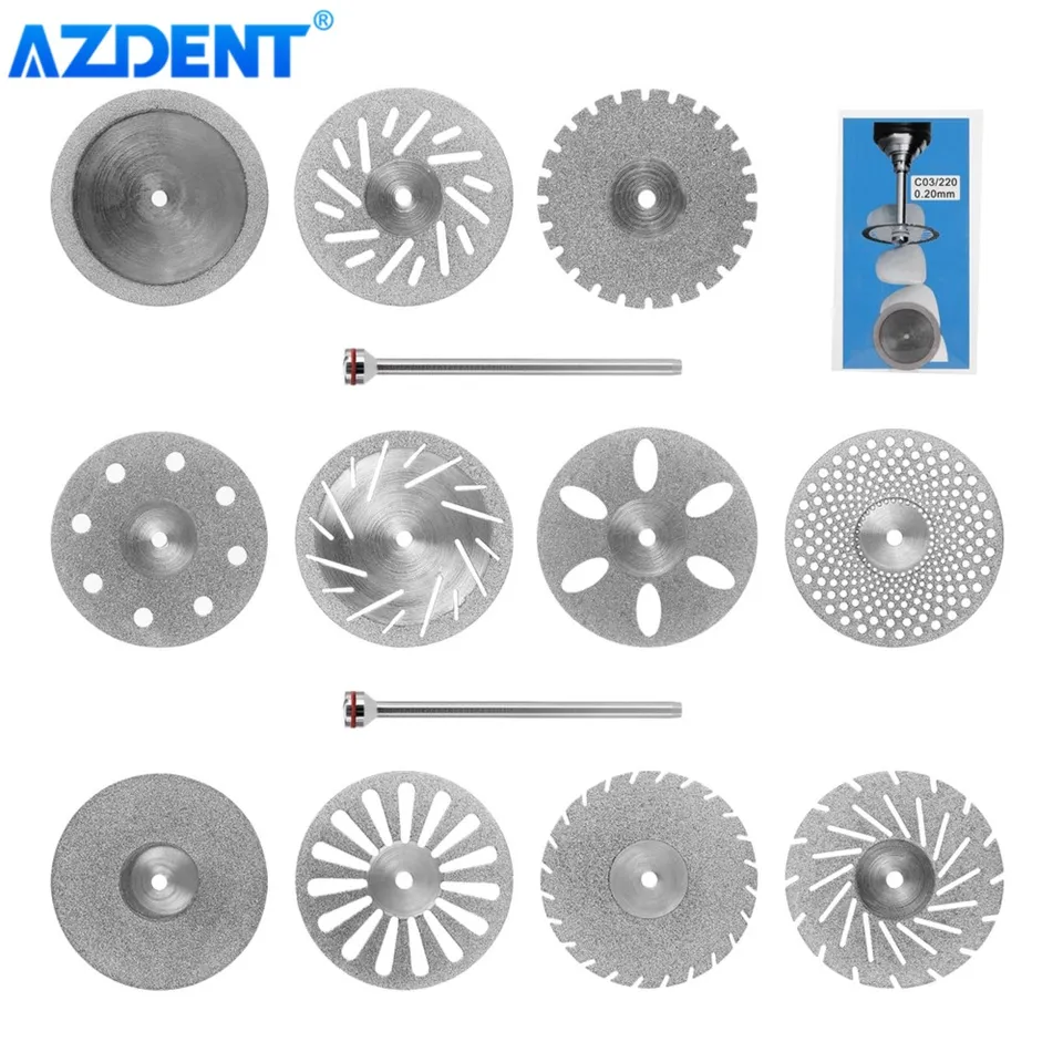 11 veľkostí zubné laboratórium Diamond Disc 0,20 mm azdent ultra tenký bočný štrk na rezanie diskov Dia 22 mm zubný lekár zubný lekár zubný lekár
