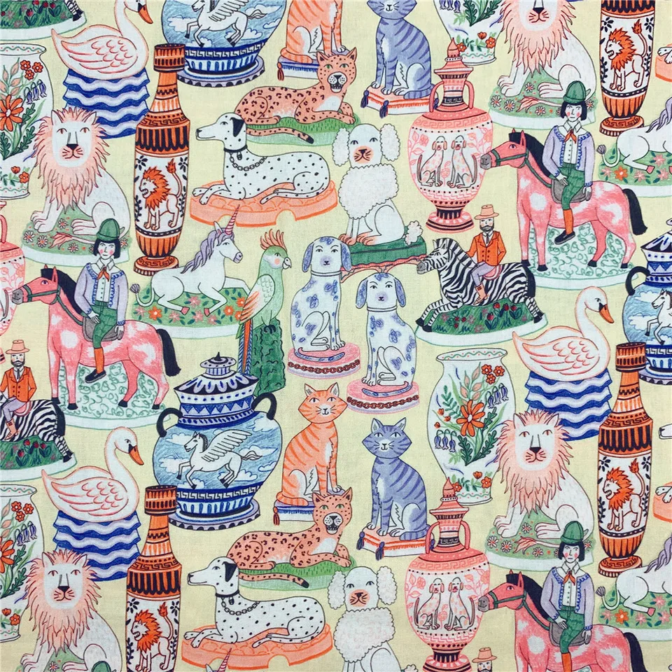 110 cm šírka módna živočíšna bavlnená tkanina patchwork šitie prešívané ženy košeľa oblečenie ručne vyrábané patchwork lolita detské posteľná bielizeň
