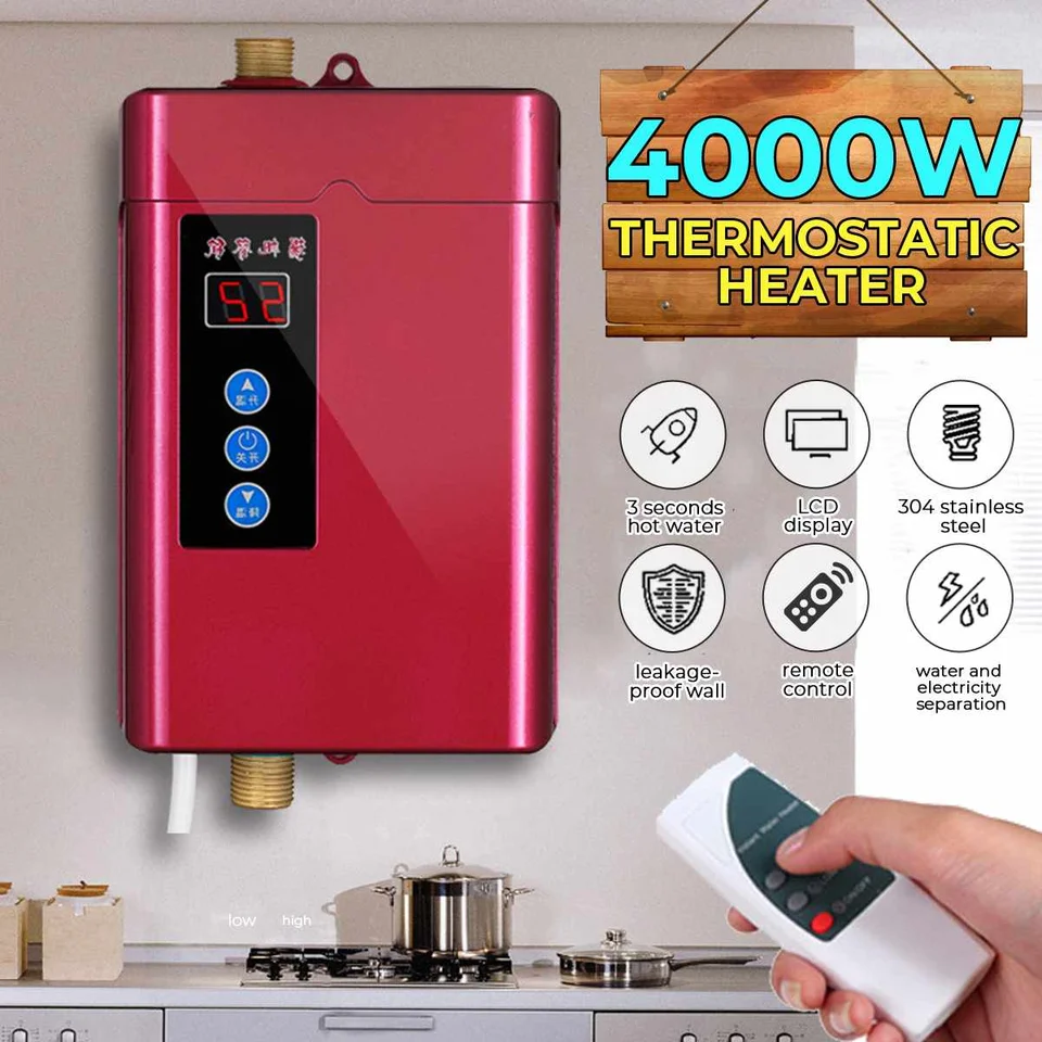 110 V/220V Instantný elektrický ohrievač diaľkového ovládača vody Orgájový ohrievač vody pre kuchynskú kúpeľňu Sprcha Voda Rýchle kúrenie