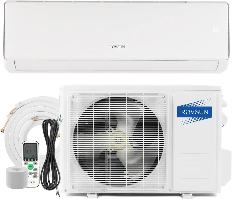 11000 BTU Mini Split Alimateer a ohrievač, 17 SEER2 230V meniča bezschopná stena AC jednotka pre miestnosti až do 700 štvorcov. Ft s pre