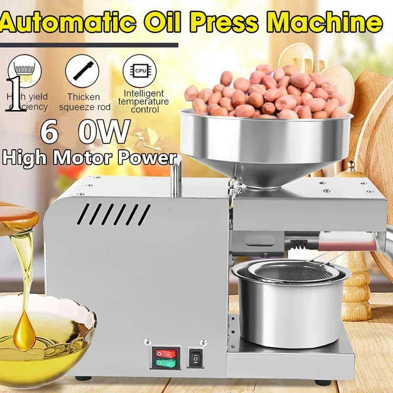 110V/220V ľanový olej Press Sesame arašidový olej Press z nehrdzavejúcej ocele regulačný olej Press 610W