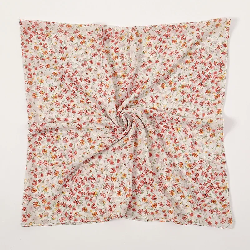 115*115 cm tlače štvorcový šifón hidžáb šál Ženy jar New elagant Solid Bandana Neck Kerchief Head Bands