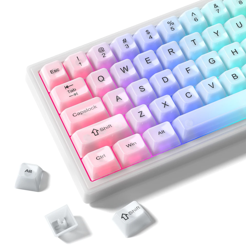 115 klávesov FOG White Transparent Clear Keycaps Crystal PC Keycap RGB lesk cez Key Cap MDA Profil pre klávesnicu prepínača MX