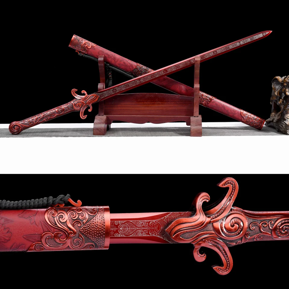 118 cm Skutočný oceľový meč Stredoveký han meč perie perie meč feng li combat Ready bojové umenia bojová zbraň katana