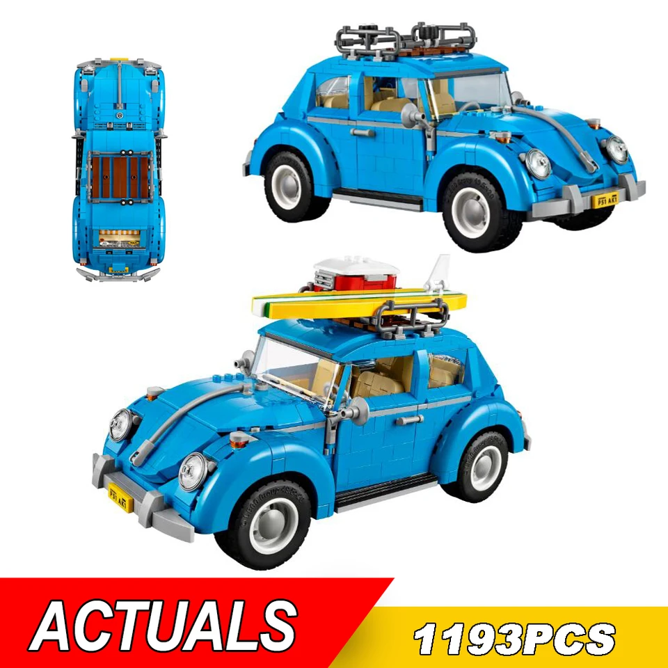 1193 pcs Technické stavebné bloky Bule Beetle Building 10252 High-Tech SportCars Model Zostavujú tehly vozidla Hračky pre deti Dospelý pre darčeky