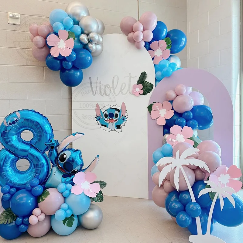 119ks modrý steh s tematikou Party balón garland kit kit modrá ružový strieborný latex Balón narodeniny narodeninové oslavy dekorácie Dodávky