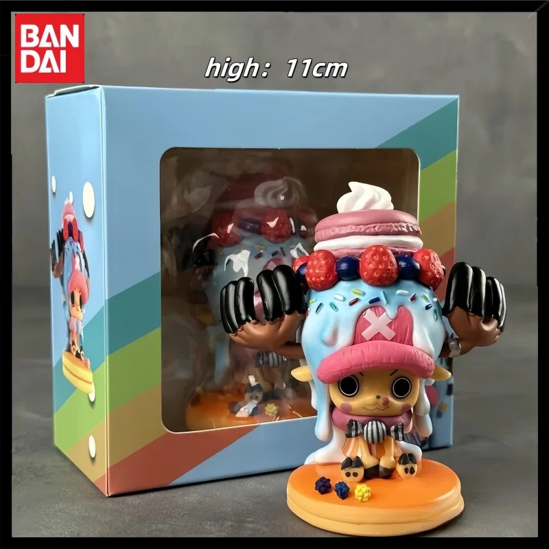 11cm Bandai One Piece Cake Tony Tony Chopper sedenie pozícia modle socha PVC Kawaii Desktop Car Ozdoby Detské hračky