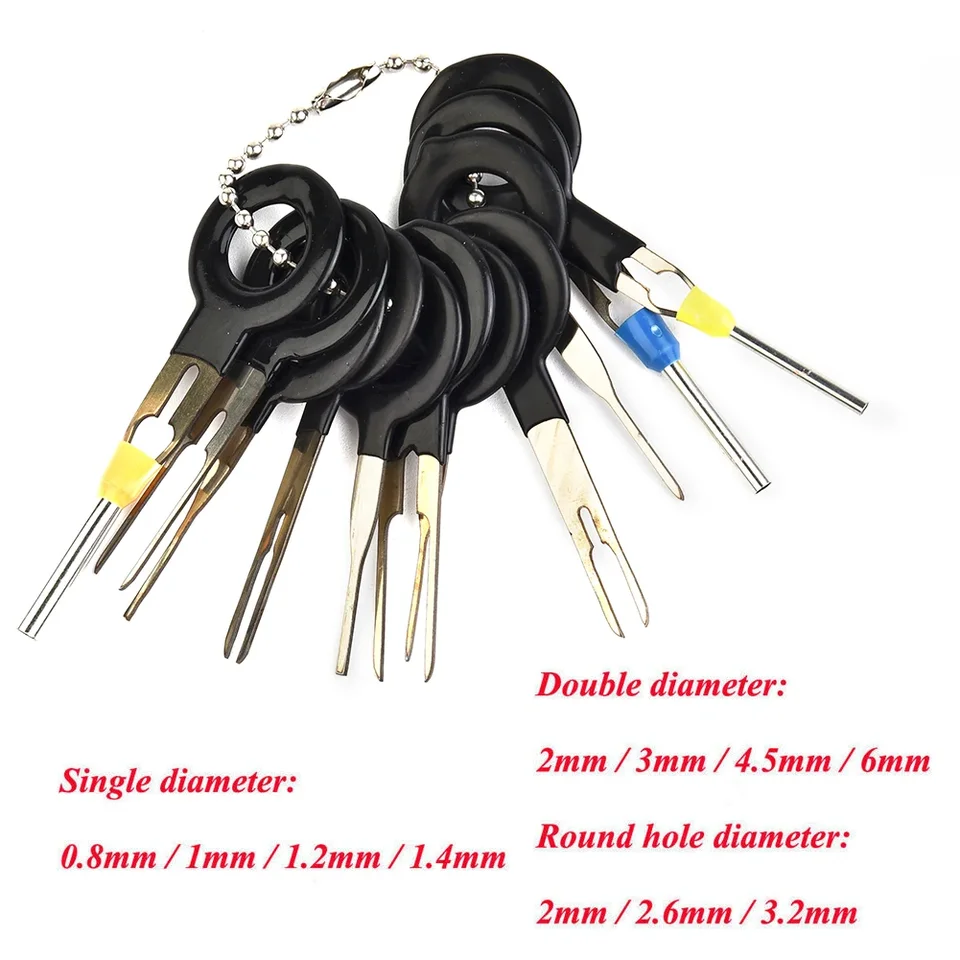 11ks na odstránenie koncového drôtu vozidla pre odstránenie konektora konektora konektora pre konektor uvoľňovania 0,8 mm /1 mm /1,2 mm /1,4 mm /2 mm /3 mm /4,5 mm /6 mm kolík