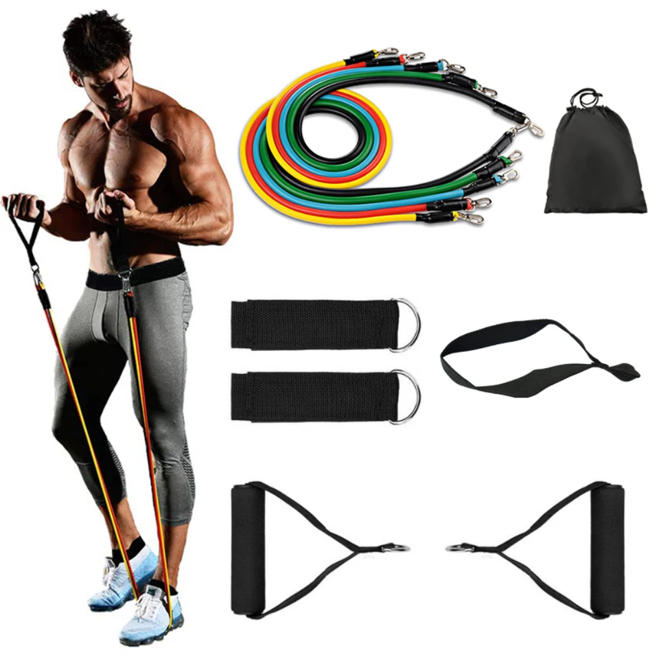 11ks odporové pruhy jogy pilates crossfit fitness equest elastic Pull lane Workout latex Sada trubice
