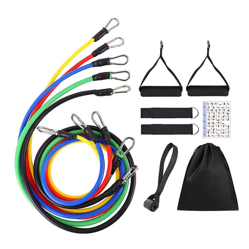 11ks/set Pull Lope, odporové pásy, prenosné fitnes zariadenie, členkový popruh, expandér hrudníka, elastický cvičebný pás
