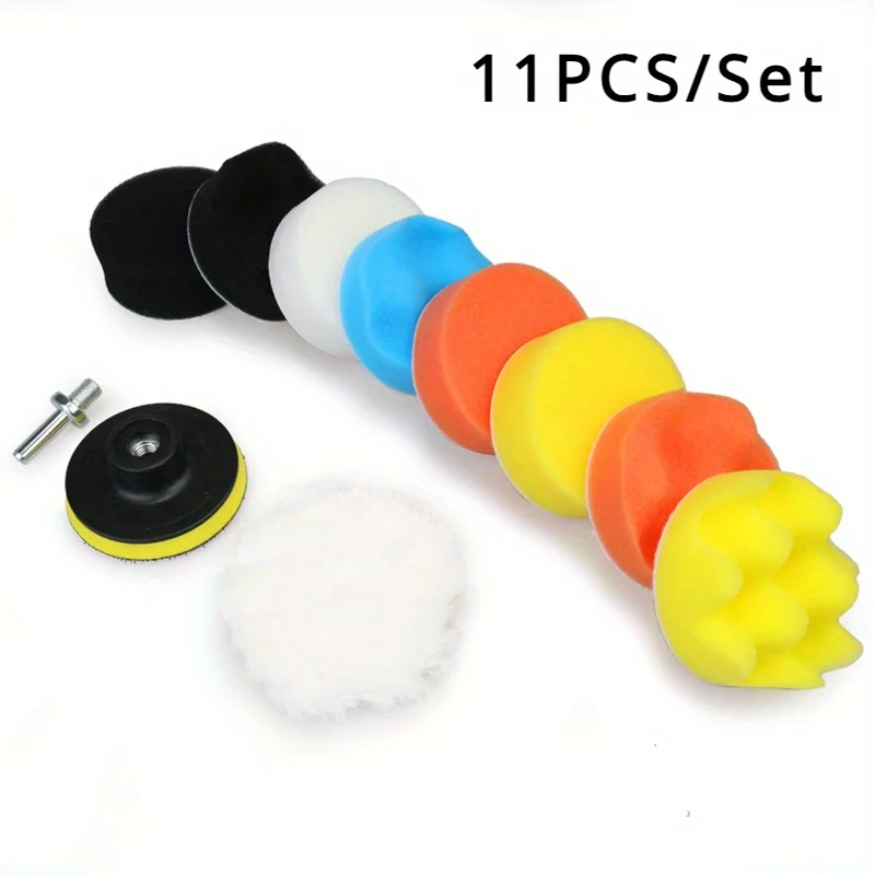 11pcs 7/6/5/4/4/3inch kozmetické voskovacie disky voskovacie disky Wool Pad Hufgge leštiace podložky na čistenie automobilov a súpravy na umývanie auta