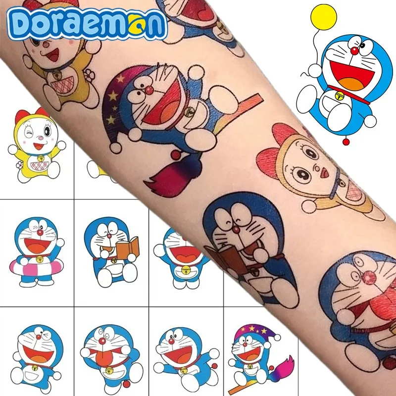 11pcs karikatúra doraemon tetovanie nálepky roztomilé vodotesné rukávové rukávy tetovanie dekorácie deti anime tetovanie hračky pre detské darčeky
