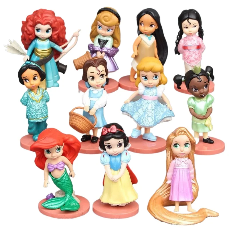 11pcs/set Disney Princezná Elsa Merida Mulan Figure Cartoonist Dolls Action Figure Collection Hračky Dievčatá narodeniny vianočný darček