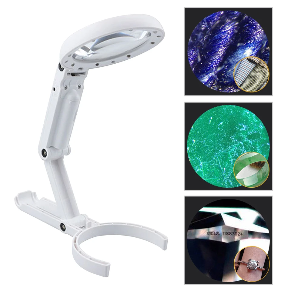 11x Šmrncová žiarovka 8 LED skladací šváb stola stola stolová stolová ručná Loupe Reading Loupe Reading Lupe Guel Glasses Jewelry Watch Opravy Nástroje