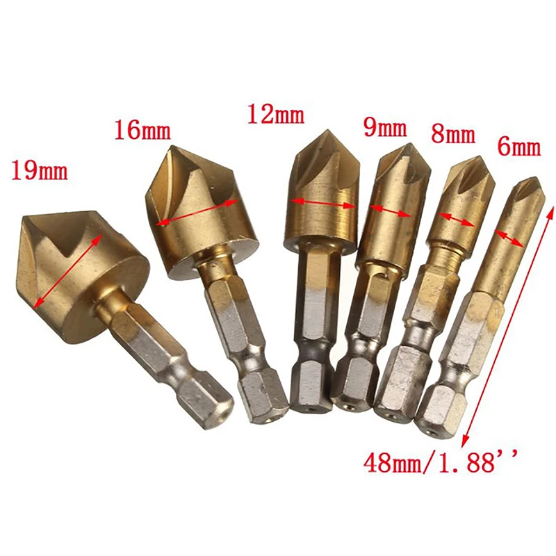 12/16/19 mm countersink Boring Bit Bit Bit Set pre drevo kovová rýchla zmena vŕtačka Bit nástroj Chamfer Vŕtač vŕtačky