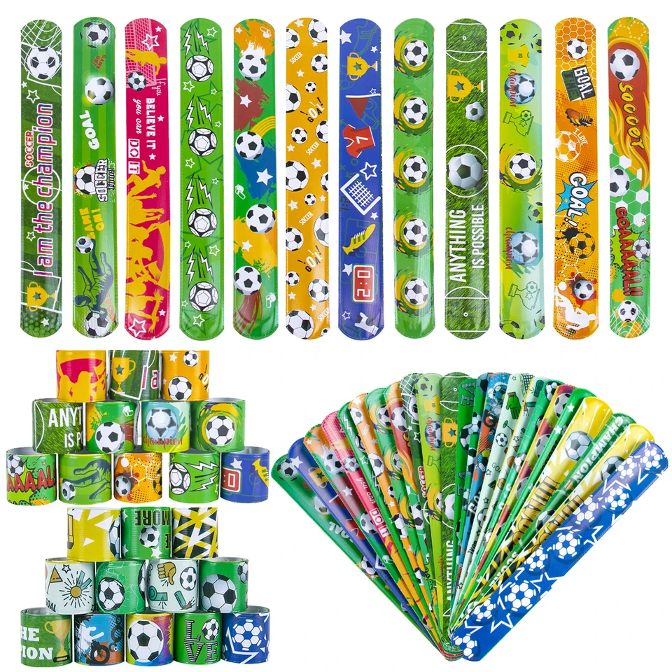 12/22ks futbalové facky náramky náramky Športové plácne náramky hračky pre deti narodeninové oslavy laskavosti futbalovej témy Decor Decor