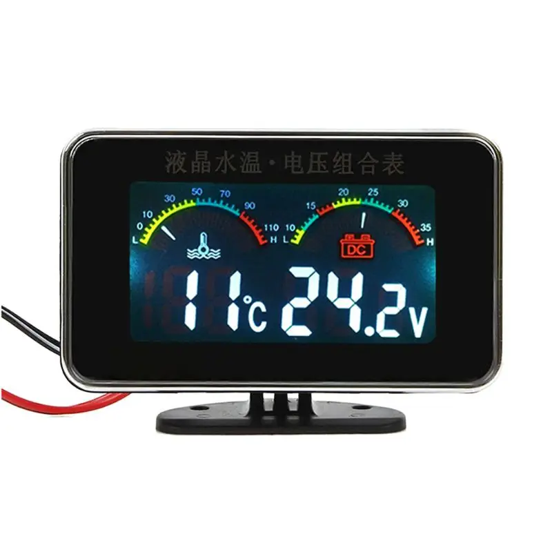 12/24 V LCD TERMOMOMER Voltmeter 2in1 metrov panel pre príves motocykla automobilu