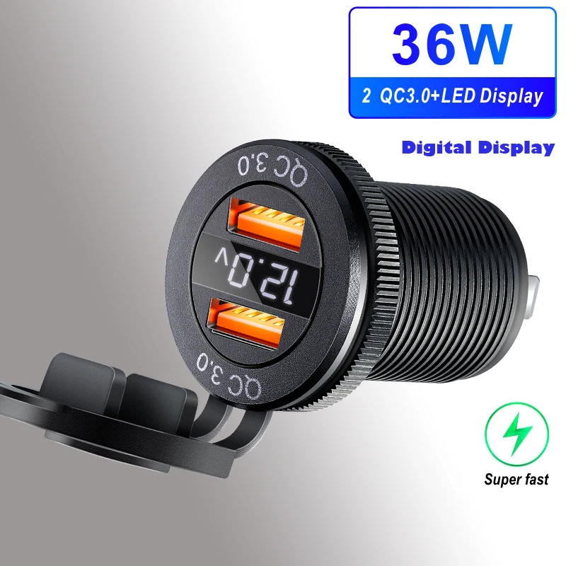 12/24 V USB CAR nabíjačka Skladanie na napätie USB nabíjačku nabíjačku vodotesná nabíjačka nabíjačku QC3.0 USB Port USB Socket pre auto