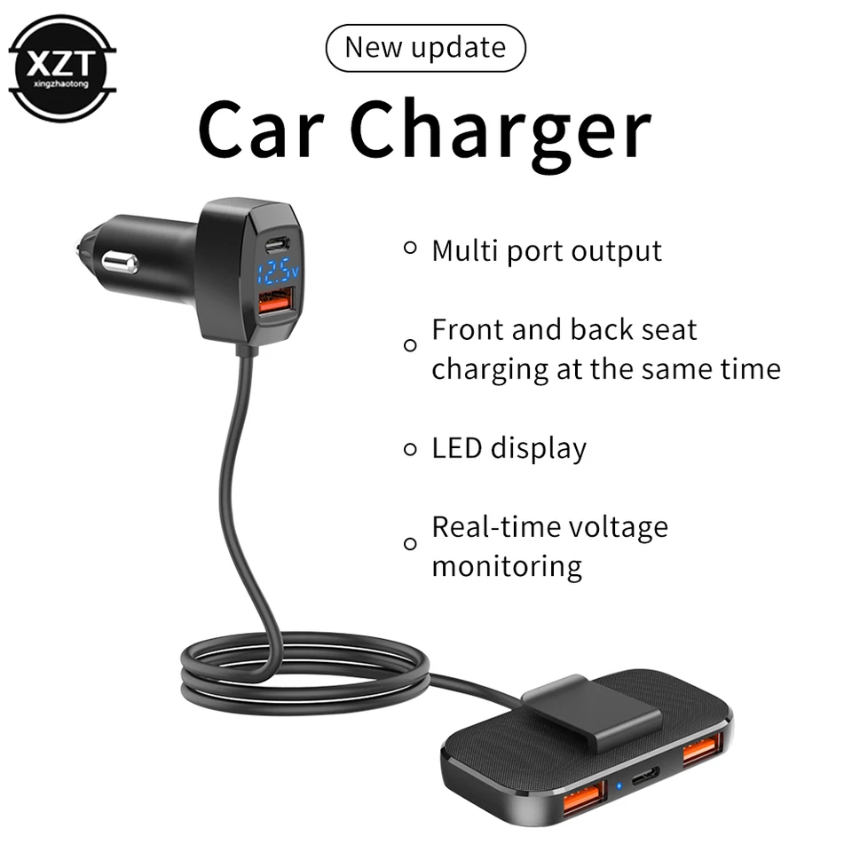 12-24V CAR USB C nabíjačka 5 portov viacerých portov rozšírenia typu C USB 3.1A Rýchle nabíjacie telefónne nabíjačka 31W High-Power Adapter