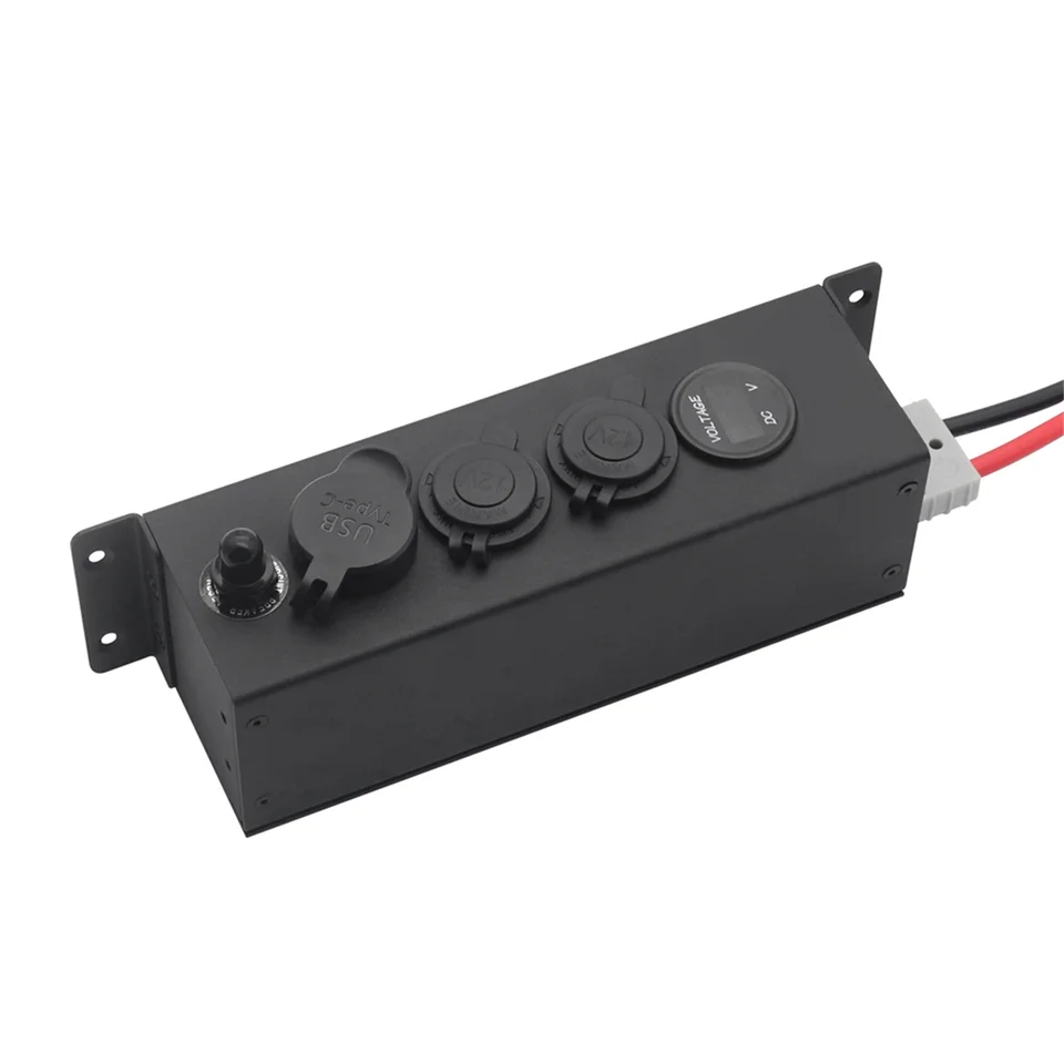 12-24V RV Multifunkcia 3-v-1 Power Box s napájacím káblom 50A pre nabíjačku vozidla na napájanie lode Voltmeter