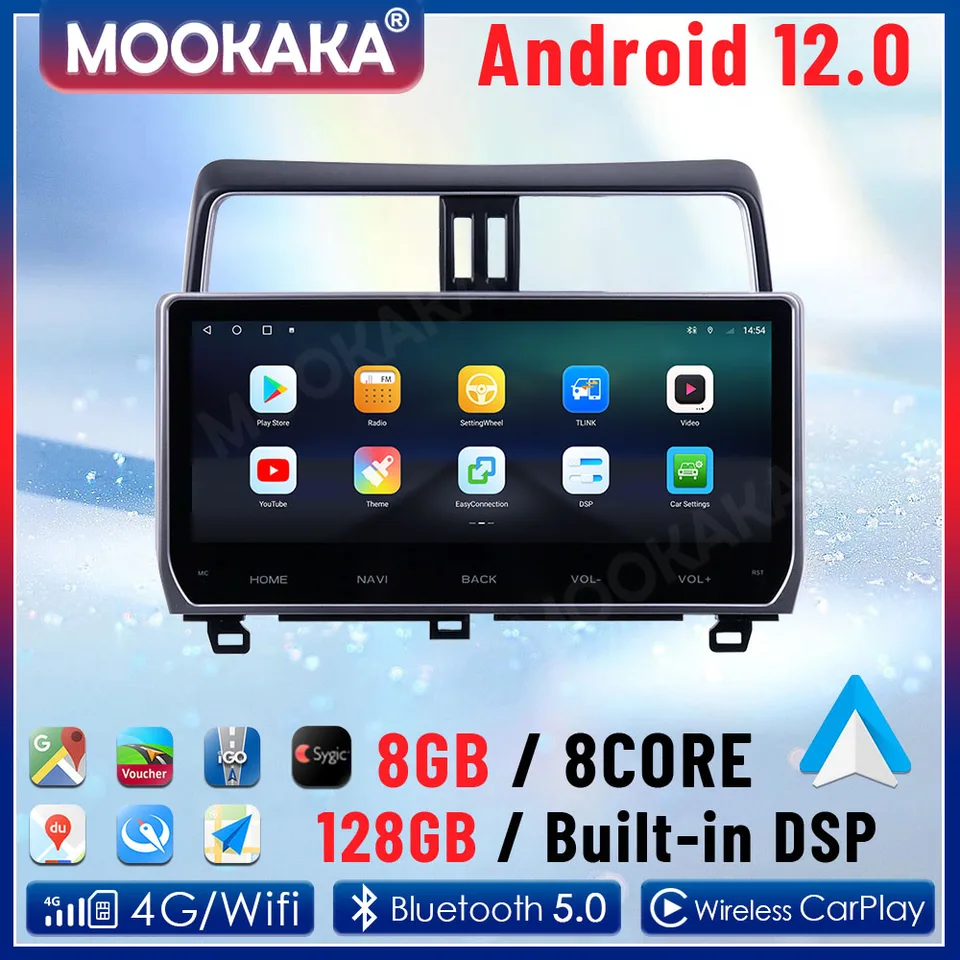 12,3 palca pre Toyota Land Cruiser Prado 150 2018 - 2022 Automobilové rádio Stereo Video Player Multimedia navigácia 2DIN SCREE GPS