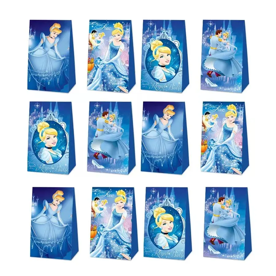 12/36ks princezná téma Darčekové tašky Papier Candy Balenie tašku dievča Popoluška narodeniny svadobná večera pre bábätká