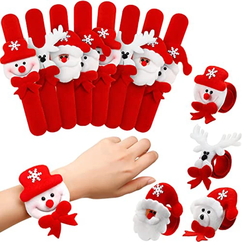 12/48ks vianočné facky náramky Santa Claus Snowman Reindeer Snap náramok Študenti Ceny Ceny Vianočné darčeky pre deti dospelý 2024