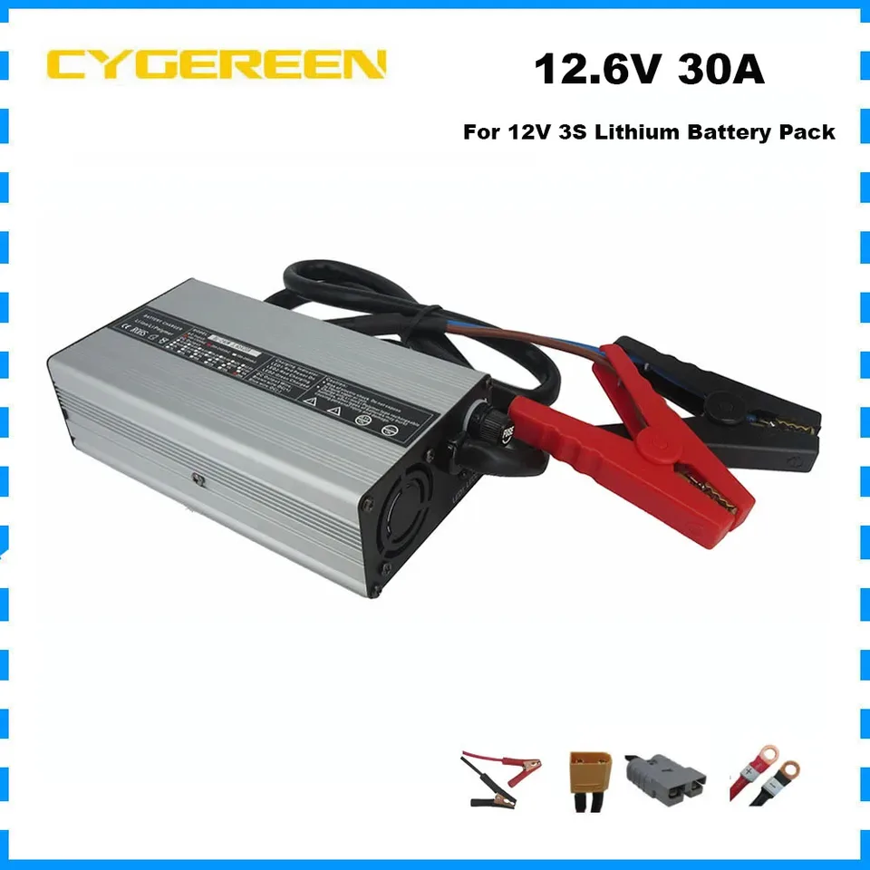 12,6 V 30A Littium Battery Rýchle nabíjačka 10.8v 11.1v 12v 30a 3s 100Ah 200Ah 300AH Li-ion Solar System RV Outdoor Charger