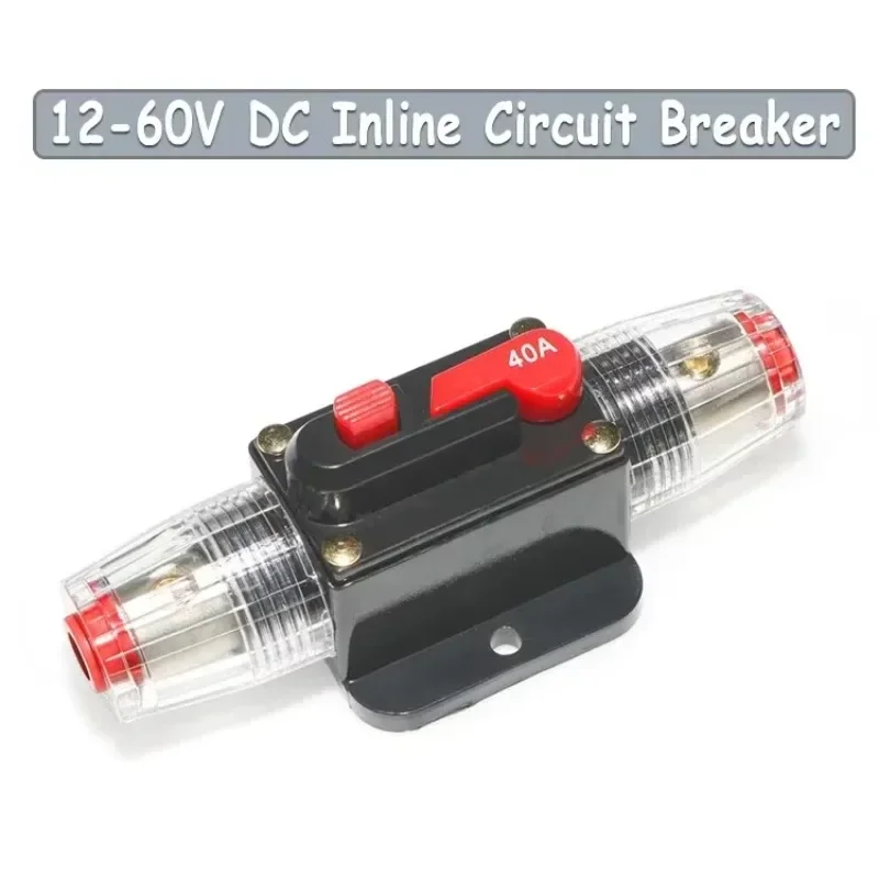 12-60V istič DC AMP Circuit 20A 30A 40A 50A 60A 80A 100A Inline Inline Vymeňte poistku Reset Reset Držiteľ AGU AGU Adapter
