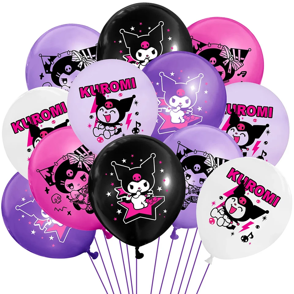 12/6ks Kuromi Balón set detských roztomilých karikatúru Sanrio Šťastné narodeniny Dievčatá Dievčatá Dievčatá Dodávka Darče