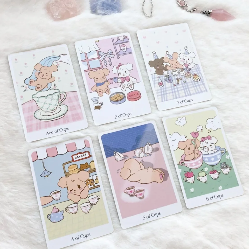 12*7 cm roztomilé psy tarot paluby 78 ks chou chou tarot karty s sprievodcom pre začiatočníkov kawaii