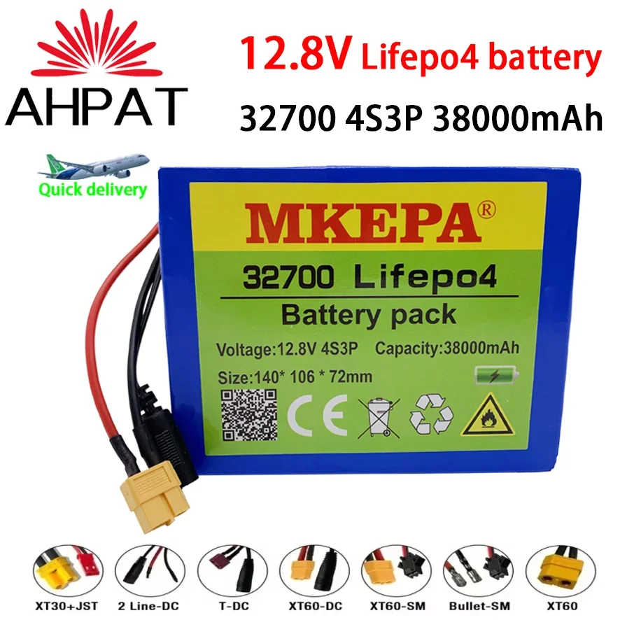 12,8 V 38A LIFEPO4 Batéria 4S3P 32700 Vstavané 40A rovnaké nabíjanie a vybíjanie BMS 12V napájanie BMS 12 V