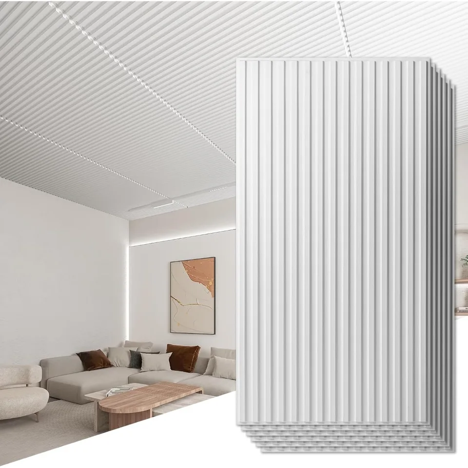 12 -batohové konštrukčné dizajn 3D nástenné panely pre interiérovú stenu dekor, 2x4 ft PVC Dekoratívne kvapkové stropné dlaždice - biele