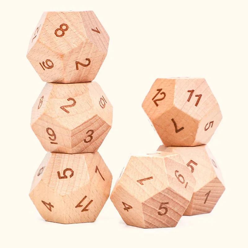 12 bočných sochárskych digitálnych kocky Solid Wooden Disce Games Doplnky