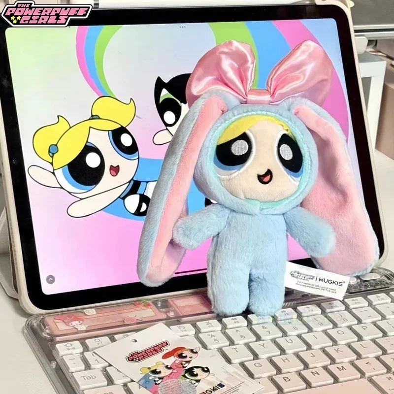 12 cm vypchaté zviera Powerpuff Girls Cartoon Cutoon Cytle Dress Up Bunny Rabbit plyšová hračka prívesok