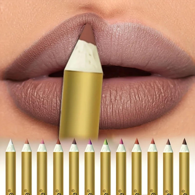 12 Color Set Lip Liner Green Mori Nude Matte Matte show pery pery Lip Shadow Contour Tint Party Kozmetický nástroj