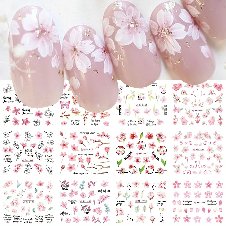 12 Design Sakura Flower Cloty Stickers