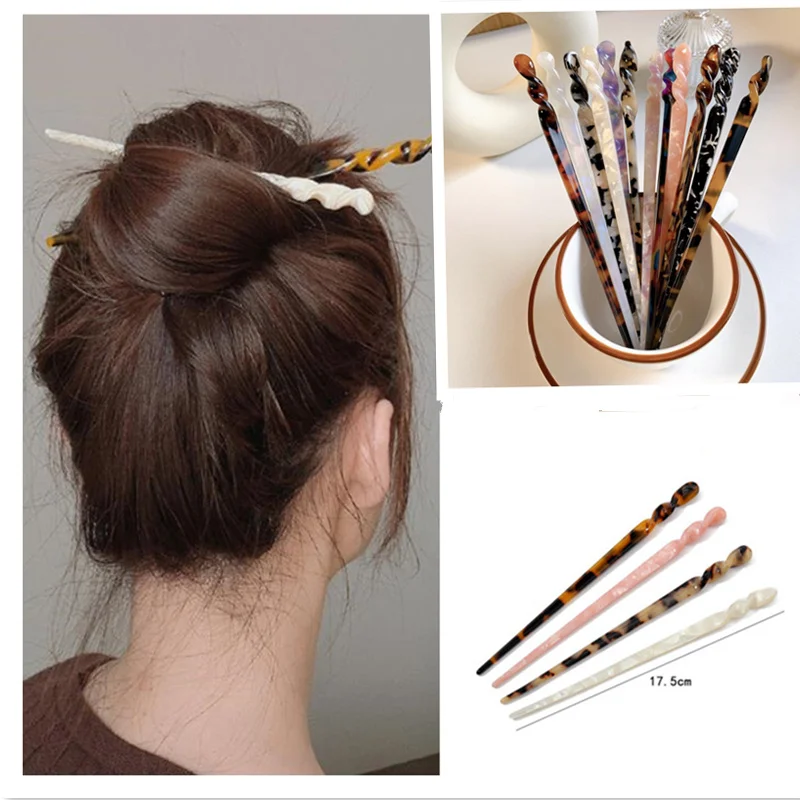 12 farieb vlasové tyčinky Acetát čelenky pre ženy Elegance Lady Hairpins Fashion Clip Clip Klip