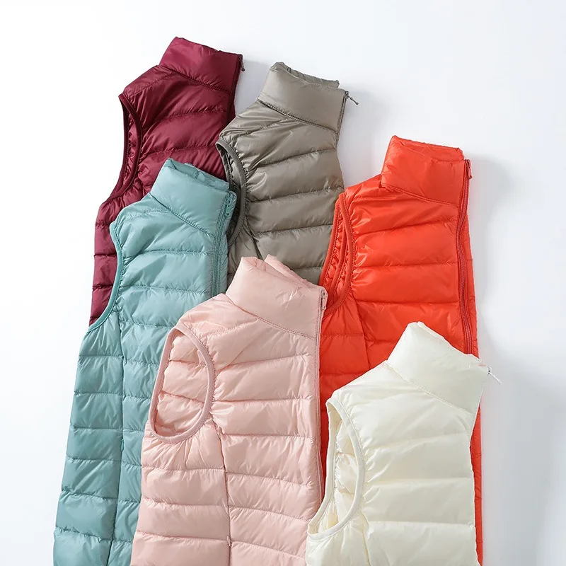12 farieb Ženy bez rukávov sa bunda 2023 Nové príchody Jeseň Spring Ženská módna kancelária Lady White Duck Down Coat