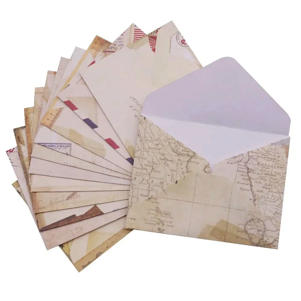 12 ks 96*72 mm vinobranie malé mini kraft papierové obálky Svadobné oznámenia obálka obálka obálky Card Balíček