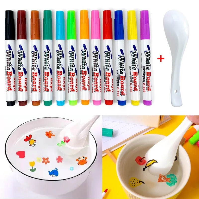 12 ks Magické farebné markerové akvarely markery Doodle Water Pens Deti Montessori rané vzdelávanie hračky pre deti vzdelávacie