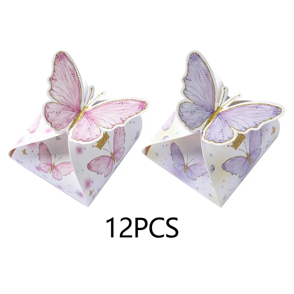 12 kusov Butterfly Boxes Svadobný kreatívny papier Čokoládové škatule Štýlové darčekové škatule pre hotelové večierky Kaviareň kuchyňa Svadobná sprcha