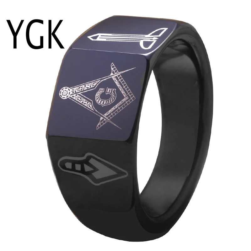 12 mm klasický štýl Masonic Tungsten Carbid Rings Vákuové pokovovanie Čierne prstene laserom slobodomurárskeho podpisu volfrámový prsteň