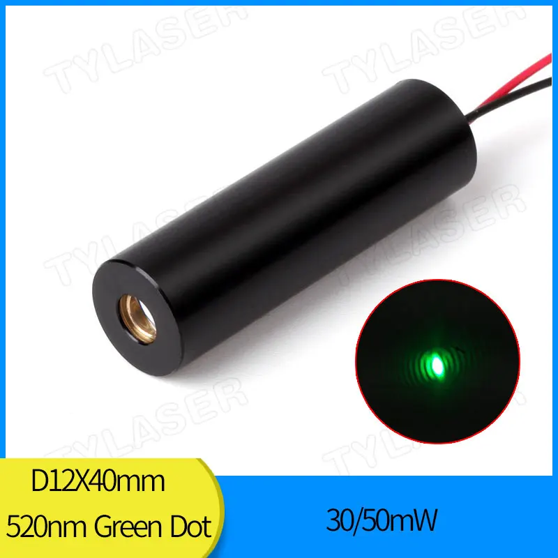 12 mm nízka prevádzková teplota 1MW 5MW 10MW 30MW 50 MW 520nm Green Dot Laser Diode Modul Priemyselný stupeň APC Driver Tylasers