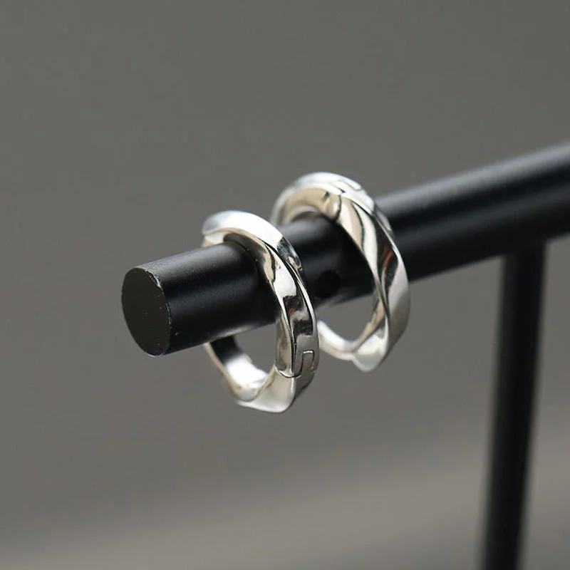 12 mm obruče náušnice pre mužov osobnosť šperkov 925 Sterling strieborné náušnice Mužské večierky doplnky