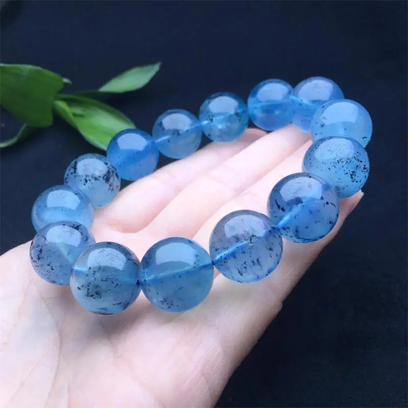 12 mm prírodný čierny akvarínový náramok módny krištáľový kremenný drahokam šperky reiki liečivý darček pre ženy 1ks