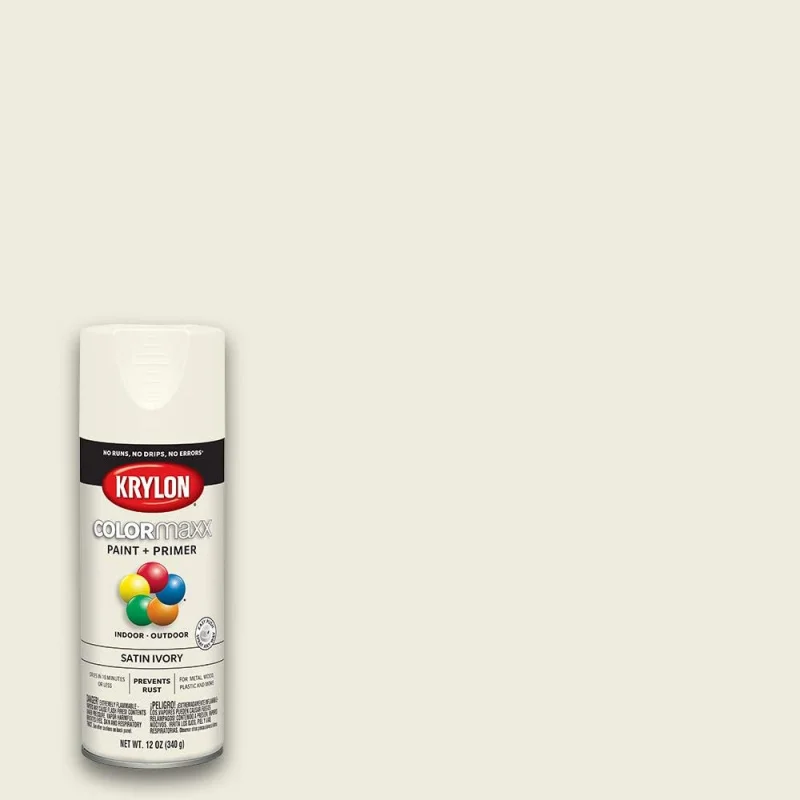 12 oz K05567007 COLORMAXX Ivory Paint & Primer Spray Paint, Satin
