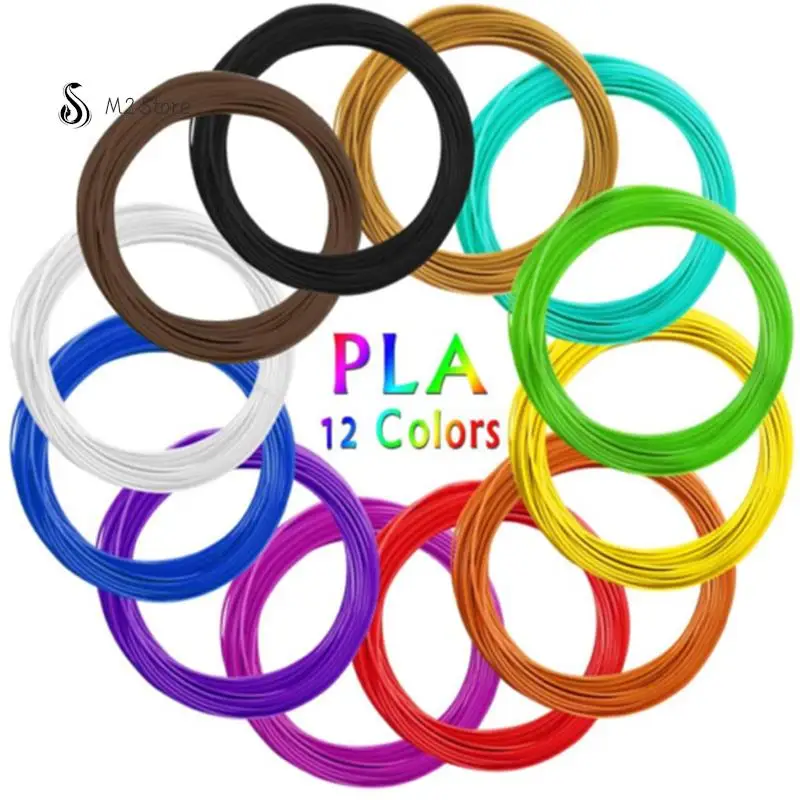 12 Rolls PLA vlákno pre 3D vlákno pera 12 farieb 3 metrov priemer 1,75 mm plastové vlákno pre 3D pero pera 3D tlačiarne