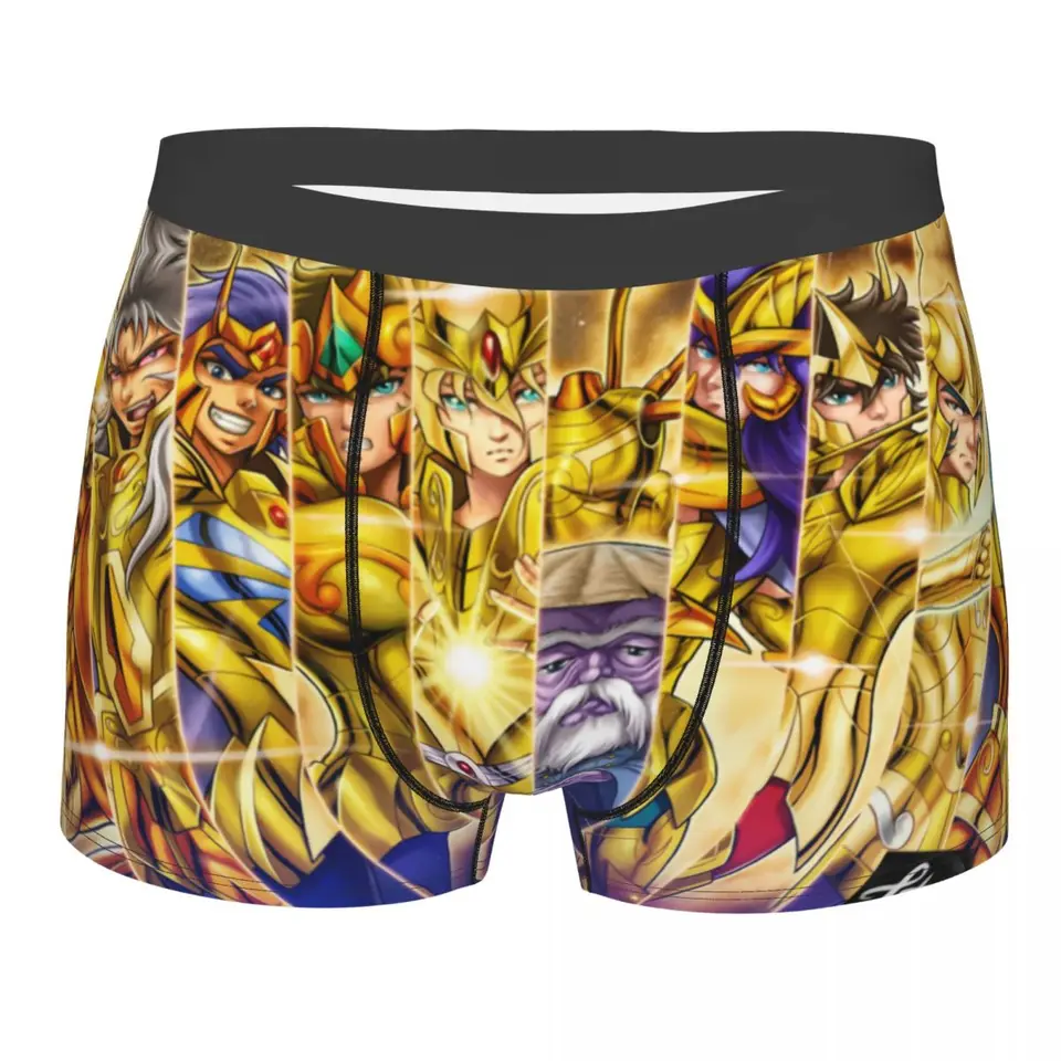 12 rytieri zlatých svätých zodruhu spodná bielizeň Muž Saint Seiya Manga Boxer Briefs nohavičky nohavičky Priepustné spodky
