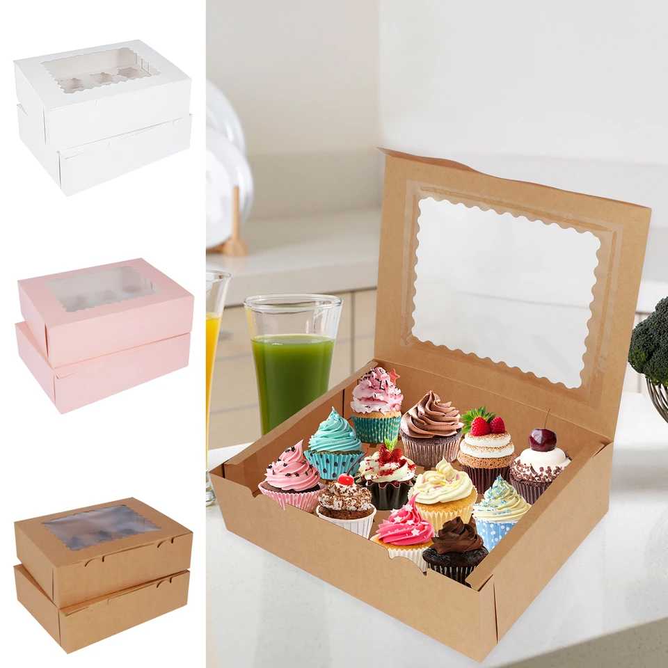 12 Set Paper Cupcake Boxes vianočné darčekové krabičky Cupcake Boxy Container Čokoládový koláč muffin darčekové tašky Vianoce párty dekorácie